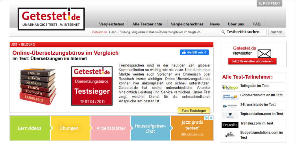 Online-Übersetzungsbüros Vergleich getestet.de