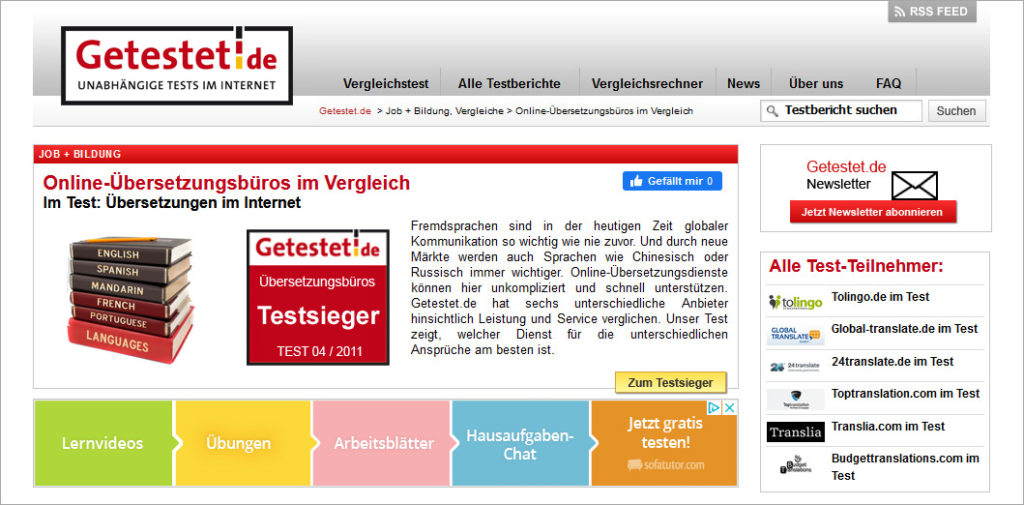 Online-Übersetzungsbüros Vergleich getestet.de